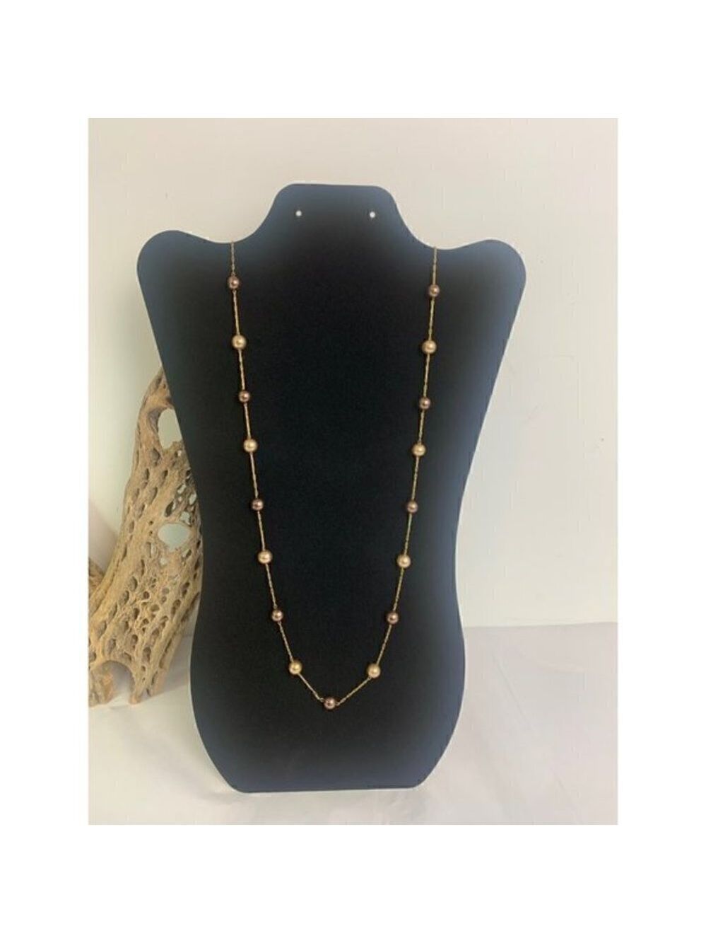 Vintage Roman Faux Pearl Station Cable Chain Necklace 29 Inch